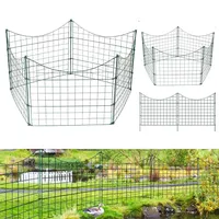 Fiqops Teichzaun Gartenzaun Steckzaun Komplettset Metall 10 Zaunelemente Länge 7,5 m, Inkl 12 Befestigungsstäbe, Hundezaun, Gitterzaun Set für Tierbarriere (Unterbogen,Grün)