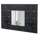 Mendler Wandgarderobe HWC-C89 mit Spiegel, Garderobenpaneel Garderobe, Shabby-Look Vintage, 5 Haken 90x60cm ~ dunkelgrau, shabby