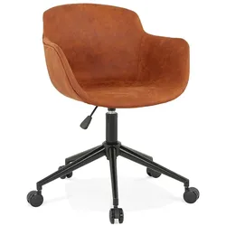 Bürostuhl ergonomisch modern | Premium Mikrofaser mit Rollen | Cognacbraun | höhenverstellbar & 360 Grad drehbar | Pilano Kollektion | Kadima Design