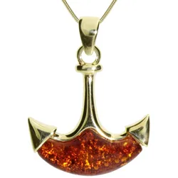 Kette mit Anhänger OSTSEE-SCHMUCK "Ostsee-Schmuck Kette mit Anhänger Anker Kette mit Anhänger Anker" Gr. 42, gold (goldfarben), Halsketten, Damen, 42cm, Silber 925 (Sterlingsilber), L: 42cm