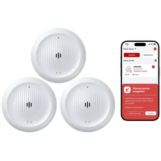 X-Sense 3er Set WLAN-Wassermelder mit Frostwarnung, Tieftemperatur-Melder, Smarter Sensor mit App-Benachrichtigungen, für Küche, Bad und Keller, kompatibel mit der X-SENSE Home Security App, SWS0B
