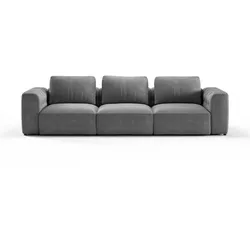 3-Sitzer RAUM.ID "Cushid", grau (platin), B:300cm H:62cm T:109cm, 100% Polyester, Sofas, Modulsofa, bestehend aus 3 Teilen, Breite 300 cm