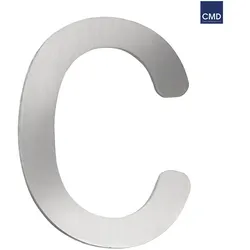 CMD Creative Metalldesign Hausnummer c aus gebürstetem Edelstahl für Zahlen, Höhe 16cm CMD-c