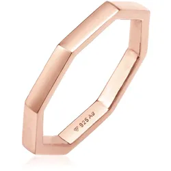 Elli Fingerring »Ring Pinky Ring Achteckform Mini Ring 925 Silber« Elli Rosegold 46