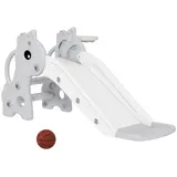 aiyaplay Kinderrutsche 3 in 1 mit Basketballkorb 106 x 51,5 x 52 cm Grau