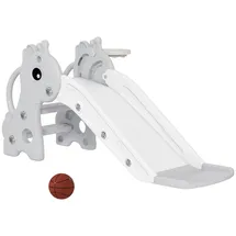 aiyaplay Kinderrutsche 3 in 1 mit Basketballkorb 106 x 51,5 x 52 cm Grau
