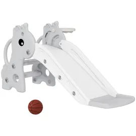 aiyaplay Kinderrutsche 3 in 1 mit Basketballkorb 106 x 51,5 x 52 cm Grau