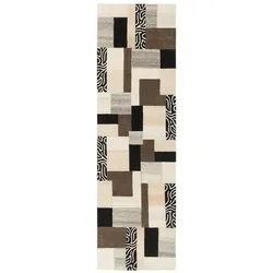 Läufer »Lola, Wolle, handgearbeitet, Patchwork Design«, rechteckig, 12 mm Höhe, Teppich-Läufer, handgetuftet, Flur, Brücke, 894968-11 braun 12 mm