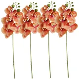 Fake Orchid 4pcs Orchideen künstliche Blumen 17,7 Zoll realistische falsche Orchidee 5 Blumenköpfe Faux Orchideen Stängel Künstliche Orchideen, die echt für Vase Wedding Party Gartendekoration ausseh