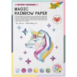 Folia Paper Block »Magic Rainbow«, 120 & 250g/m2, 24x34xcm, 12 Blatt, irisierende Farben
