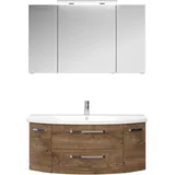 Saphir Badmöbel-Set »Serie 4010 2-teilig Keramik-Waschtisch mit LED-Spiegelschrank«, (Set), Badezimmer Set 120,5 cm breit, inkl. Türdämpfer, 5 Türen, 2 Schubladen, braun