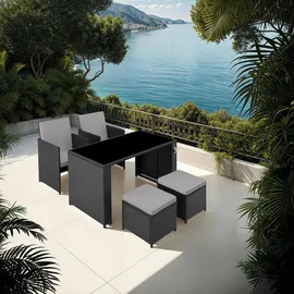 Tectake Palermo Set 5-tlg. schwarz/grau