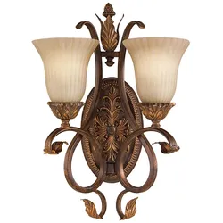 Wandlampe Leuchte Stahl Glas H 49,5 cm Flurleuchte 2 Flammig Vintage-Stil