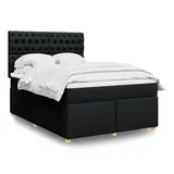 vidaXL Boxspringbett mit Matratze Schwarz 140x200 cm Stoff