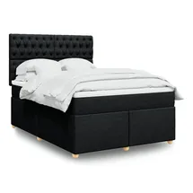 vidaXL Boxspringbett mit Matratze Schwarz 140x200 cm Stoff