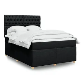 vidaXL Boxspringbett mit Matratze Schwarz 140x200 cm Stoff