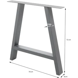 ECD Germany ECD-Germany Tischbeine Grau, Metall 72x8x70 cm, Esszimmer, Tische, Esstische, Tischsysteme