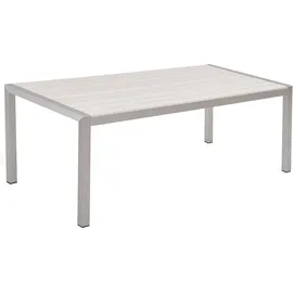 Beliani Vernio Gartentisch 180 x 90 x 76 cm Weiß/Silber