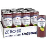 San Pellegrino Kirsche & Zitrone Zero Added Sugar, Kirsch- & Zitronen- Limonade mit 8% Fruchtsaft, ohne Zuckerzusatz, 12er Pack (12 x 330ml) Einweg-Dosen
