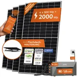 Solarway® All In One Balkonkraftwerk mit Speicher 2000W komplett Steckdose - 1,6 kWh Anker Solix 2 PRO Speicher - Solaranlage Komplettset - 500W Solarmodule & Anker Speicher & Zubehör