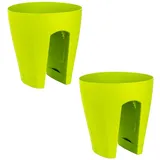 ENGELLAND® ENGELLAND 2 x Blumentopf für Balkon-Geländer, Farbe: Grün, Blumenkasten, Balkonkiste, 9 Liter, Kunststoff, Außenbereich, B Ø 29 x H 30 cm