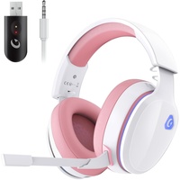 Gvyugke Gaming Headset Wireless, Pink Gaming Kopfhörer Kabellos mit Abnehmbares 3D-Stereomikrofon, Bluetooth 5.2 Headset, Gaming Headset für PS5 PS4 PC, Switch, Mac (Rosa)