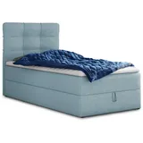 Sofnet Boxspringbett Best Mini mit Bettkasten und Matratzentopper - Topper, - 90 x 200 - Blau Textil, H3, Rechteckig, 90x200 cm, Schlafzimmer, Betten, Boxspringbetten