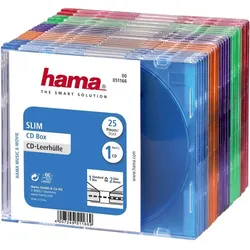 Hama  CD Hülle Slim 1 CD/DVD/Blu-Ray Polystyrol Transparent-Blau, Transparent-Orange, Transparent-Vi