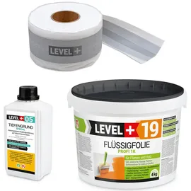 LEVEL PLUS Dichtset für Duschabdichtung Bad Dichtband Flüssigfolie 4 kg