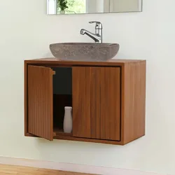 Teak-Waschbeckenunterschrank HWC-M91, Waschtisch Schrank, hochwertiges B-Grade-Teak (Kernholz, 20-30 Jahre), 50x70x40cm