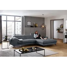 W.Schillig Ecksofa "piedroo, Designsofa mit tollem Sitzkomfort, L-Form", blau (marine r66), B:303cm H:70cm T:193cm, Chenille-Flachgewebe R66 (85% Polyester, 15% Nylon), Sofas, Ecksofa, Kopfteilverstellung, wahlweise mit Sitztiefenverstellung, Breite 303cm