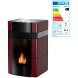Woody Wassergeführter Pelletofen 24 kW Keramik Bordeaux Pellet Kaminofen Heizung