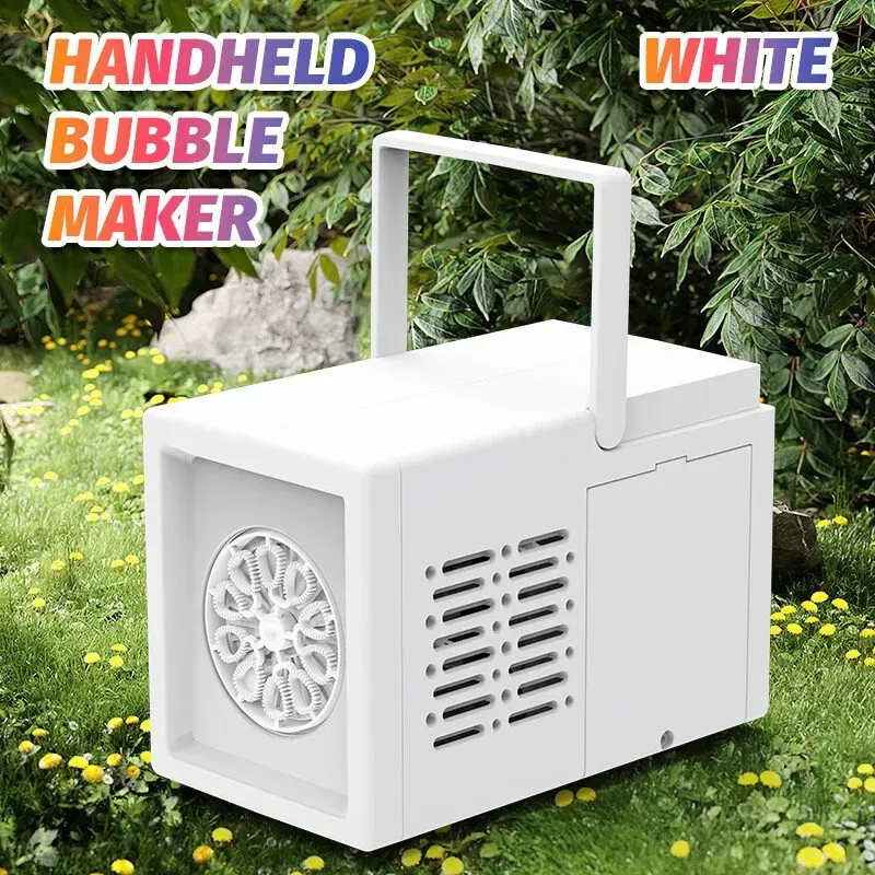 Automatischer Seifenblasen-Generator, Party-Essential, Weiß, 1000+ Blasen/Minute, Tragbarer Hand-Blasen-Generator, Elektrische Seifenblasen für Partys & Outdoor-Spaß, Geschenk/Festtagsüberraschung