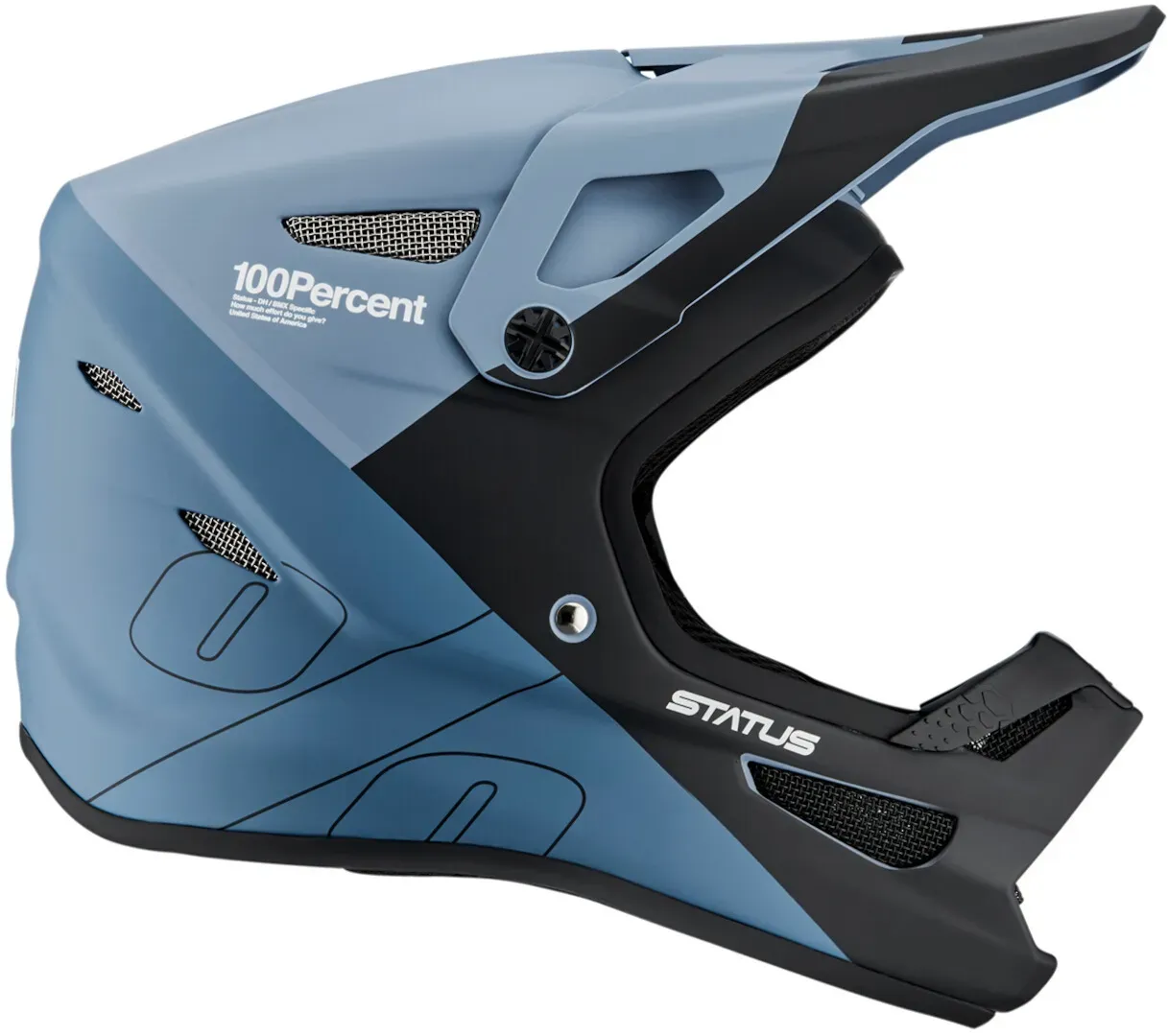 100% Status Downhill Helm, zwart-blauw, XS Voorman