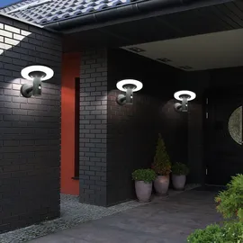 Expo Börse - Wandlampe mit Bewegungsmelder LED Solarleuchte Haustürlampe Fassadenleuchte anthrazit Gartenlampe, 250lm, kaltweiß, BxH 24x21 cm