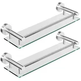 Aquamarin Wandregal Glasablage Badablage Glasregal Badezimmerregal Bad Accessories, 2-tlg.