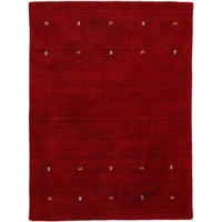 carpetfine Wollteppich Gabbeh Uni Rot 140x200 cm | Moderner Teppich für Wohn- und Schlafzimmer