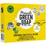 Marcel's Green Soap Spülmaschinen Tabs Alles-in-Ein - Grapefruit & Limette - Geschirrspültabs - Auflösbare Folie - 100% Umweltfreundlich - 100% Vegan - 97% Biologisch abbaubar - 25 Stück