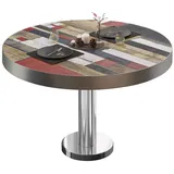 GGM Möbel BML | Bistro Loungetisch | Ø:H 60 x 41 cm | Vintage Bunt / Edelstahl