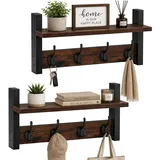 Relaxdays Wandgarderobe 2er Set Braun