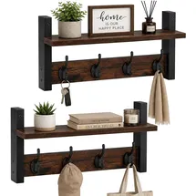 Relaxdays Wandgarderobe 2er Set Braun