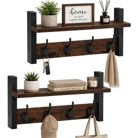 Relaxdays Wandgarderobe 2er Set Braun