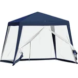 Outsunny Gartenpavillon 3x3m wetterfest mit Moskitonetz, Pavillon Festzelt Partyzelt aus Metall und Polyester in Blau   Aosom.de