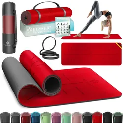 KESSER® Gymnastikmatte mit Tragegurt rutschfest TPE Yogamatte Gepolstert & rutschfest Fitnessmatte , 183 x 61  Trainingsmatte für Fitness Sportmatte, Pilates & Gymnastik Workout extradick