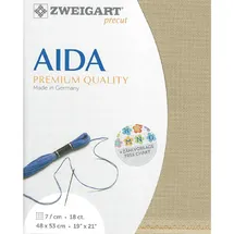 Zweigart AIDA precut 18 ct. Fein-Aida 3793 Farbe 309 beige, Handarbeitsstoff für Kreuzstich 48x53cm