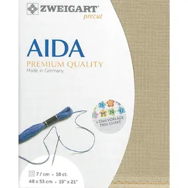 Zweigart AIDA precut 18 ct. Fein-Aida 3793 Farbe 309 beige, Handarbeitsstoff für Kreuzstich 48x53cm