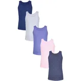 TupTam Unterhemden Mädchen Baumwoll Unterhemd 5er Pack Tank Top Ärmellos Kinder, Farbe: Herzchen Jeansblau Rosa Dunkelblau Graphite Grau, Größe: 158-164 - 158-164