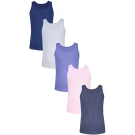 TupTam Unterhemden Mädchen Baumwoll Unterhemd 5er Pack Tank Top Ärmellos Kinder, Farbe: Herzchen Jeansblau Rosa Dunkelblau Graphite Grau, Größe: 158-164 - 158-164