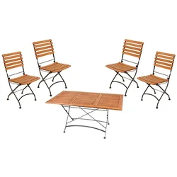 5-tlg. Gartengruppe Sitzecke Tischgruppe Garten Tisch Klappstuhl