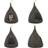 Katzenhaus mit Kissen Grau 40x60 cm Naturweide Tipi - Katzenhaus - Katzenmöbel - Tippis - Katzenkletterbaum - Kratzbaum - Home & Living